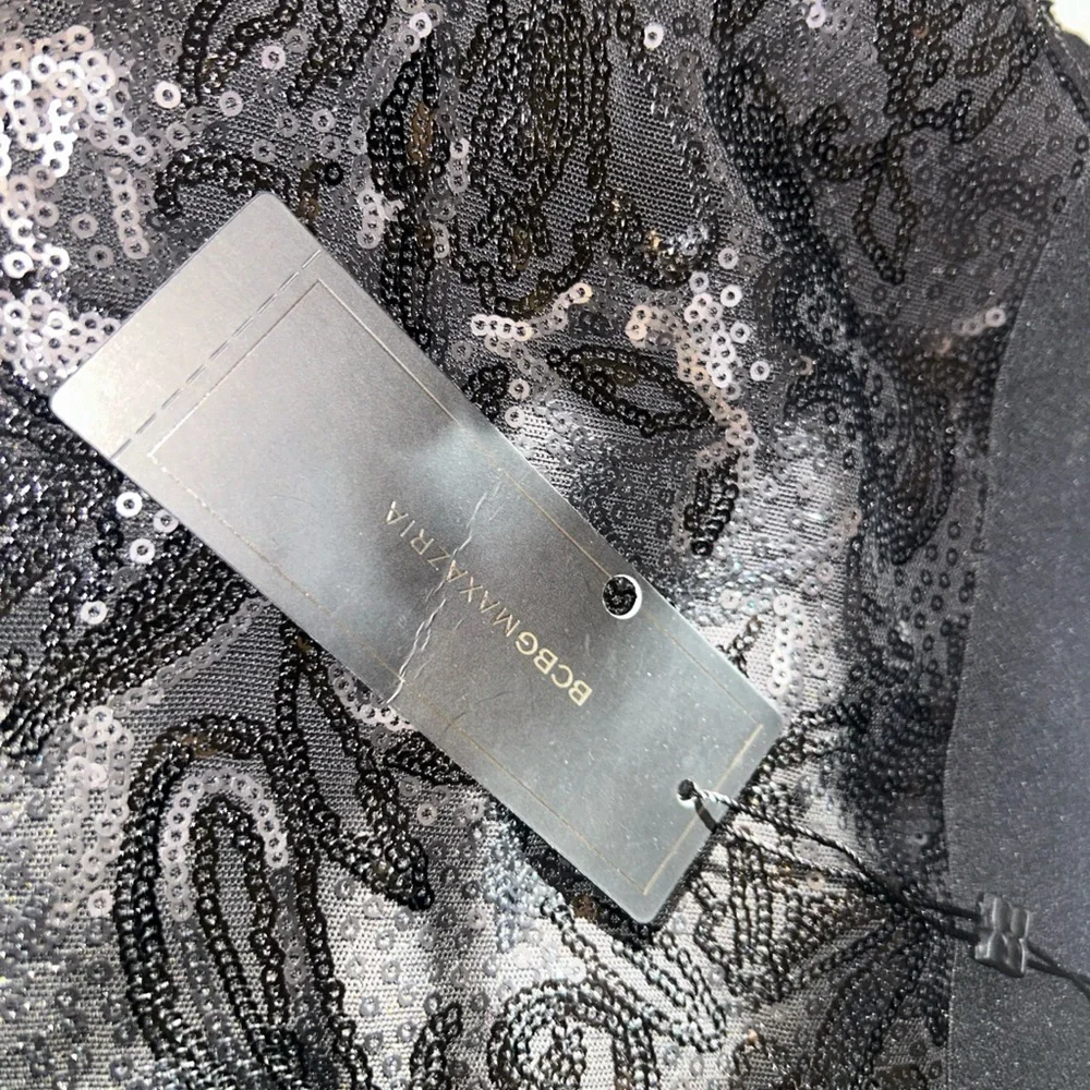 BCBGMAXAZRIA Joanne Sequin Wrap Black‎ Mini Skirt Women's Sz Large, NWT Holiday